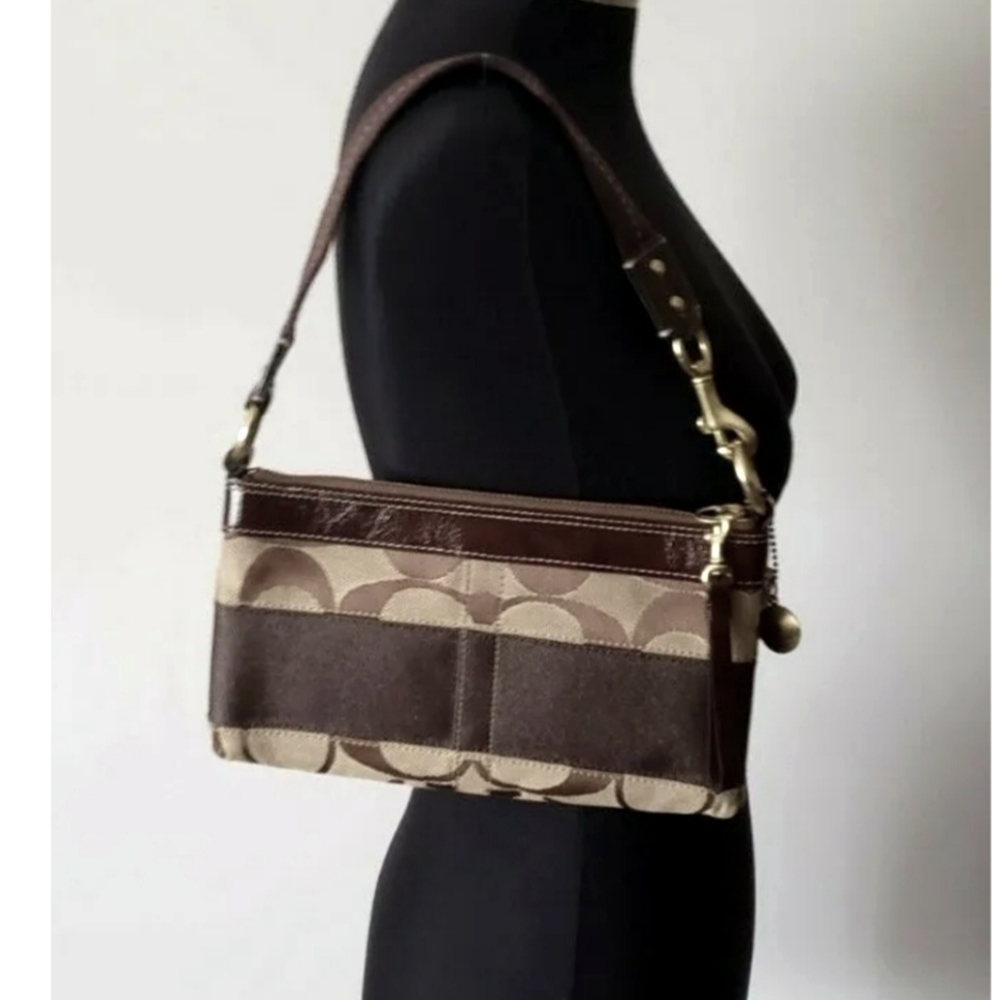 Coach Brown Signature Fabric Demi Shoulder Bag